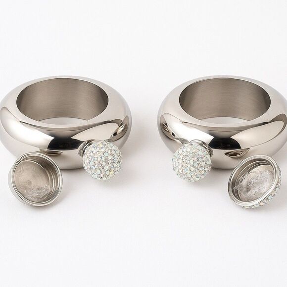 Silver Rhinestone Flask Bracelet Bangle – Liquor Flask Bridesmaids Maid of Honor - Picture 4 of 5